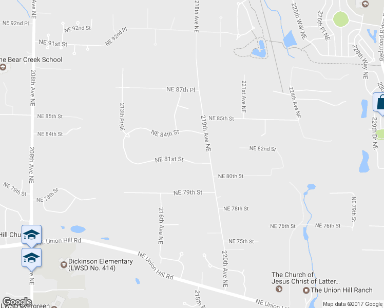 map of restaurants, bars, coffee shops, grocery stores, and more near 21728 Northeast 81st Street in Redmond