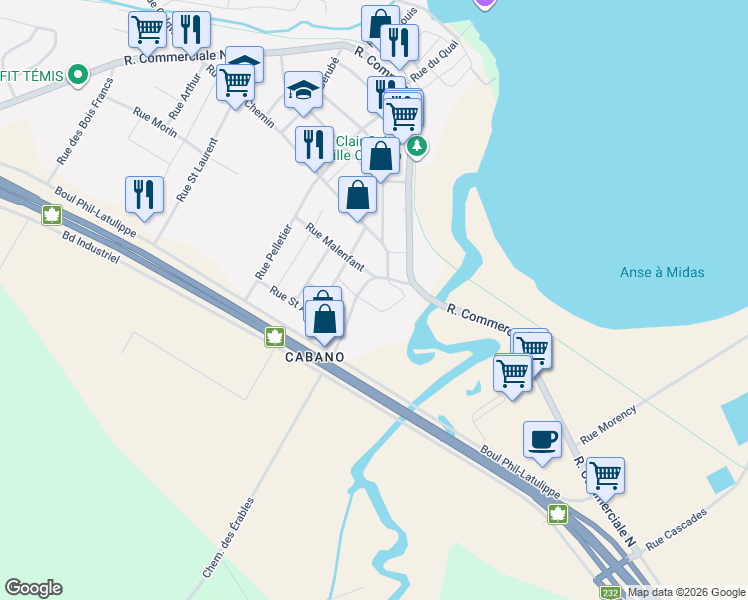 map of restaurants, bars, coffee shops, grocery stores, and more near 11 Rue Lejeune in Témiscouata-sur-le-Lac