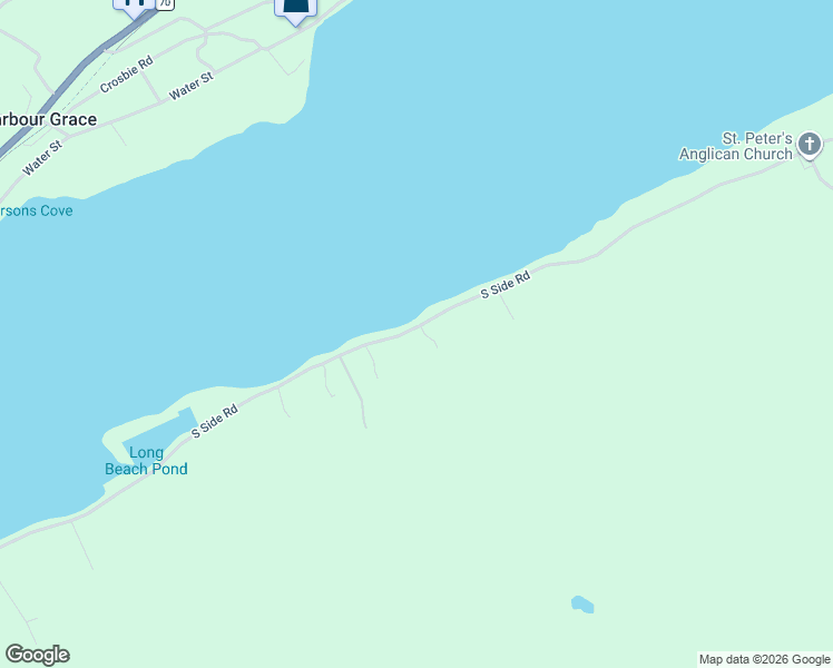 map of restaurants, bars, coffee shops, grocery stores, and more near 300 South Side Road in Harbour Grace