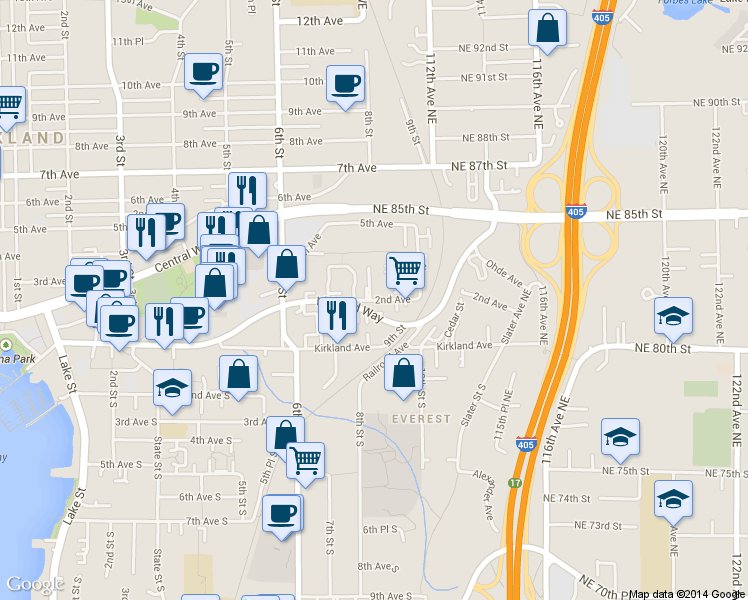 map of restaurants, bars, coffee shops, grocery stores, and more near 2224 2nd Ave in Seattle