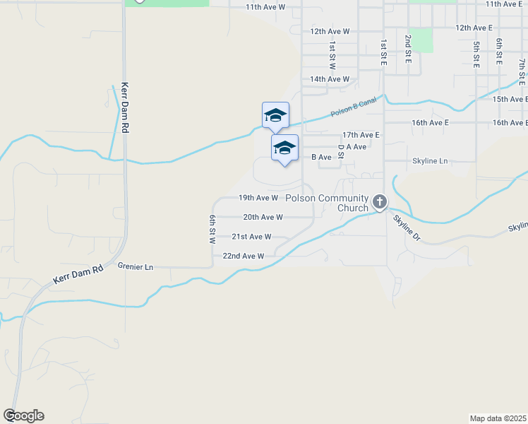map of restaurants, bars, coffee shops, grocery stores, and more near 401 19th Avenue West in Polson