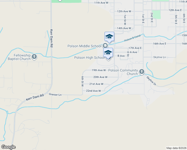 map of restaurants, bars, coffee shops, grocery stores, and more near 503 19th Ave W in Polson
