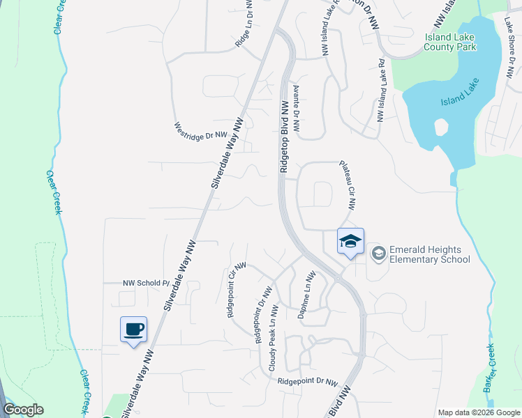 map of restaurants, bars, coffee shops, grocery stores, and more near 12550 Northwest Vasquez Way in Silverdale