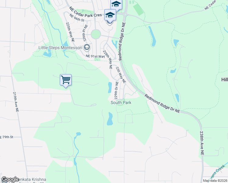 map of restaurants, bars, coffee shops, grocery stores, and more near 8616 229th Drive Northeast in Redmond