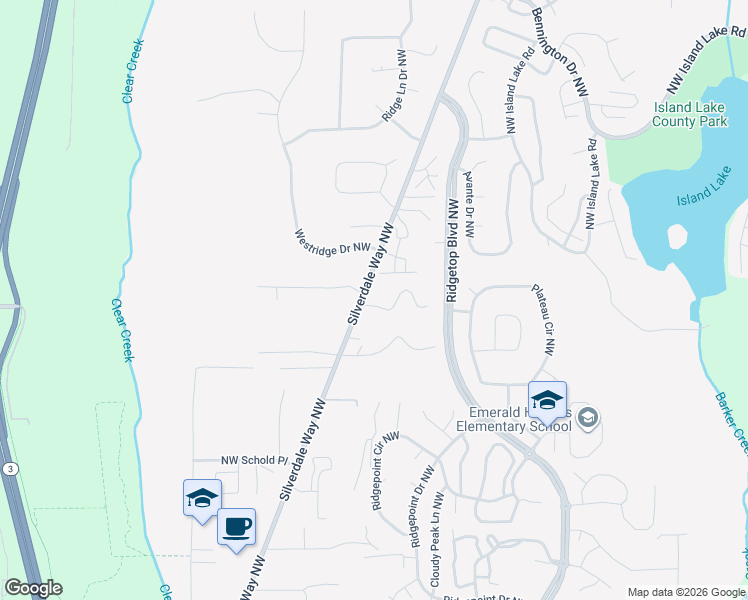 map of restaurants, bars, coffee shops, grocery stores, and more near 1700 Northwest Hidden Place in Silverdale