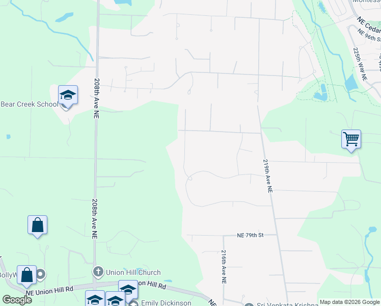 map of restaurants, bars, coffee shops, grocery stores, and more near 8512 213th Place Northeast in Redmond