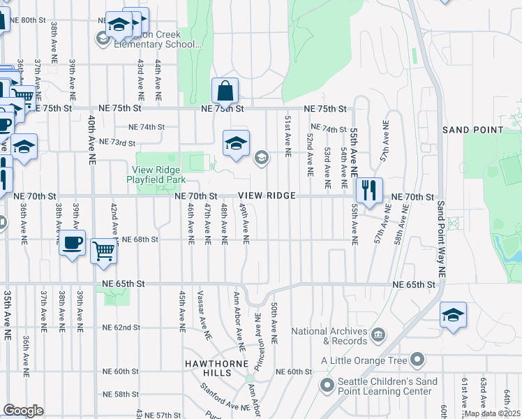 map of restaurants, bars, coffee shops, grocery stores, and more near in Seattle