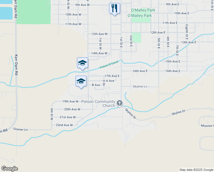 map of restaurants, bars, coffee shops, grocery stores, and more near 1755 C Avenue in Polson