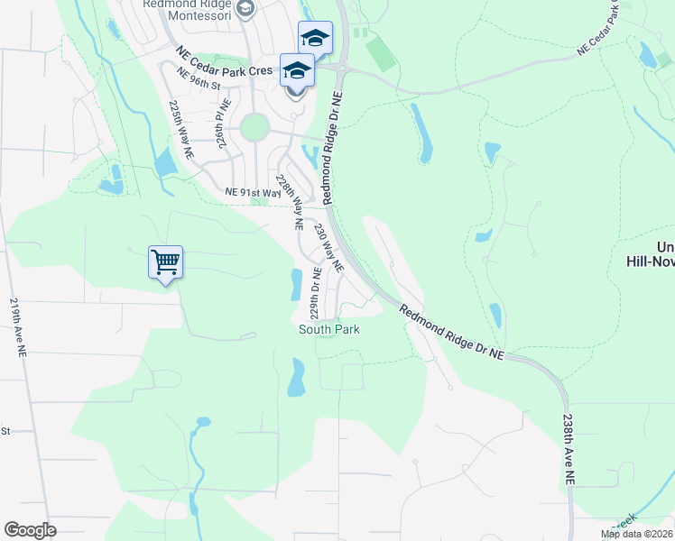 map of restaurants, bars, coffee shops, grocery stores, and more near 8606 230 Way Northeast in Redmond