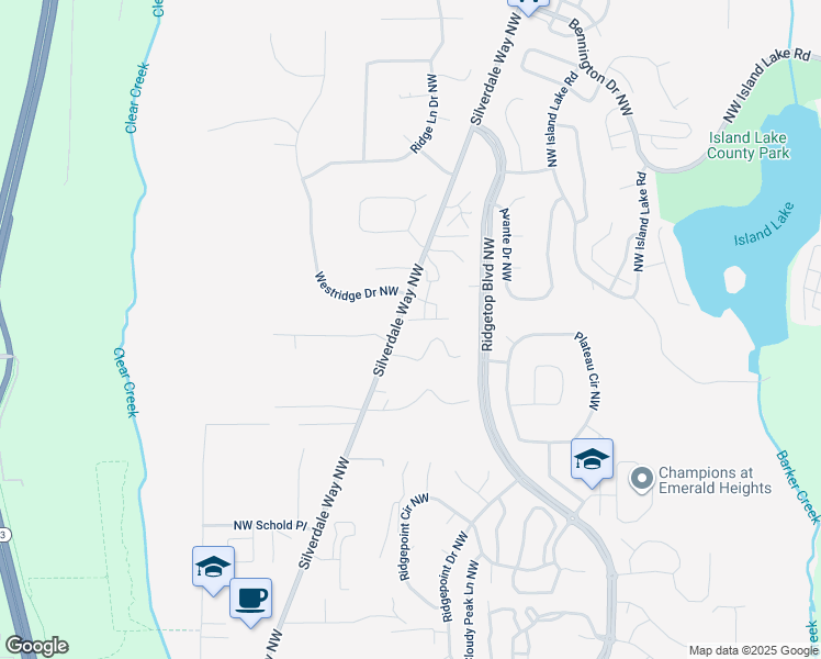 map of restaurants, bars, coffee shops, grocery stores, and more near 1700 Northwest Hidden Place in Silverdale