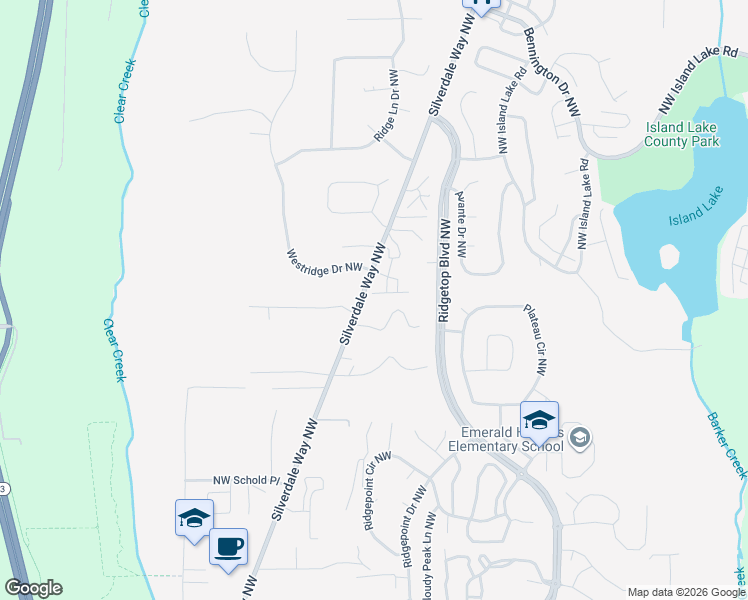 map of restaurants, bars, coffee shops, grocery stores, and more near 1700 Northwest Hidden Place in Silverdale