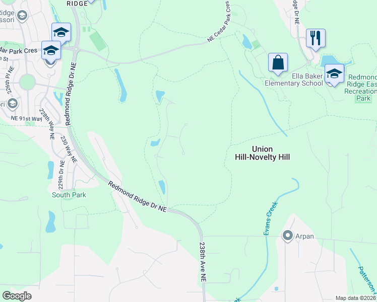 map of restaurants, bars, coffee shops, grocery stores, and more near 8828 237th Place Northeast in Redmond