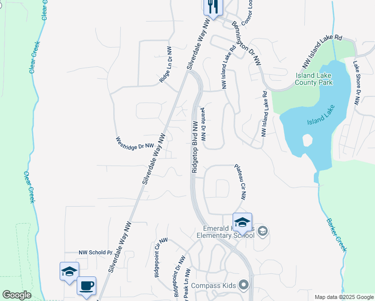 map of restaurants, bars, coffee shops, grocery stores, and more near 12896 Silverdale Way Northwest in Silverdale