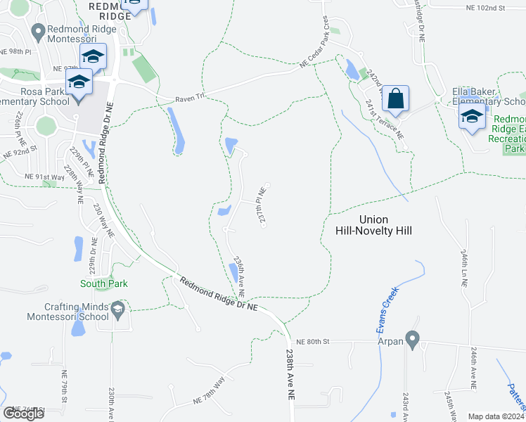 map of restaurants, bars, coffee shops, grocery stores, and more near 8848 237th Place Northeast in Redmond