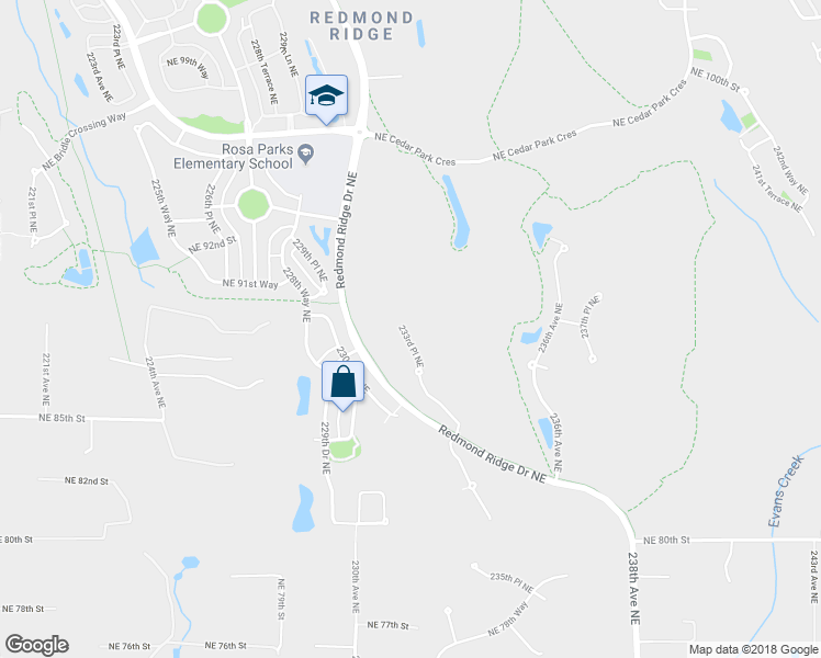 map of restaurants, bars, coffee shops, grocery stores, and more near 8762 233rd Place Northeast in Redmond