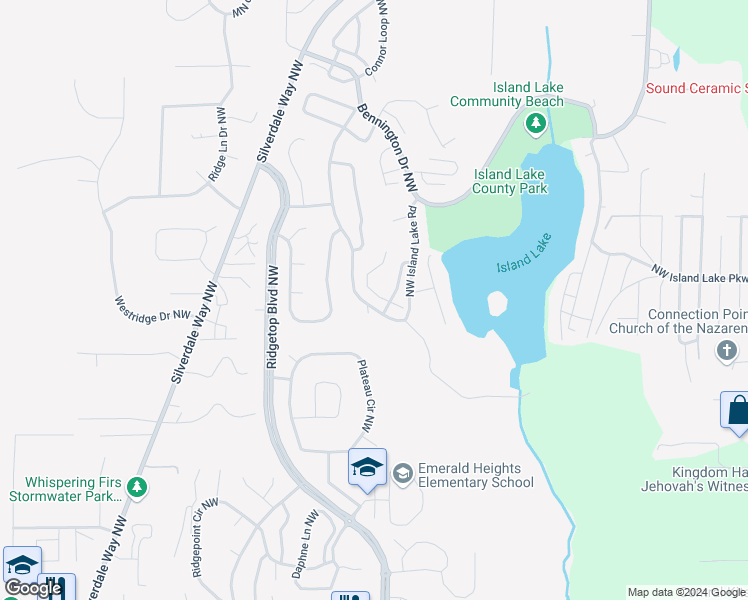 map of restaurants, bars, coffee shops, grocery stores, and more near 1311 Northwest Island Lake Road in Poulsbo