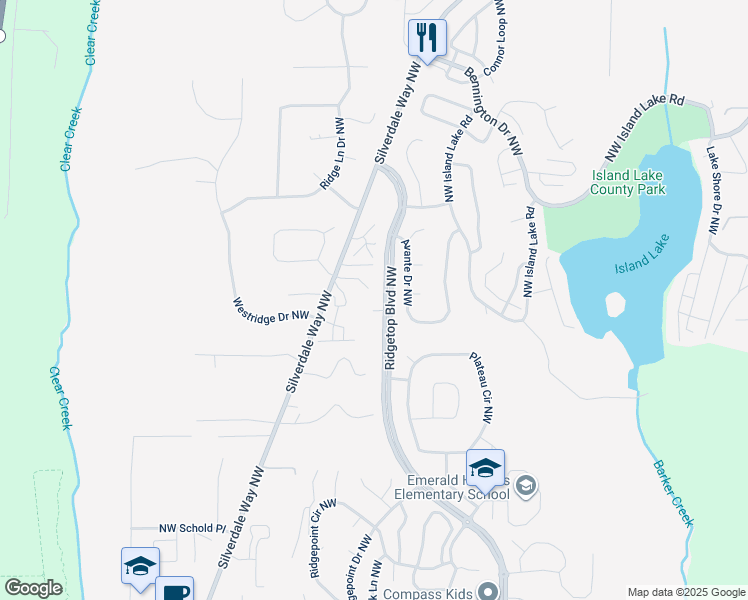 map of restaurants, bars, coffee shops, grocery stores, and more near 12896 Silverdale Way Northwest in Silverdale