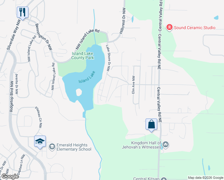 map of restaurants, bars, coffee shops, grocery stores, and more near 12954 Hemlock Avenue Northwest in Poulsbo