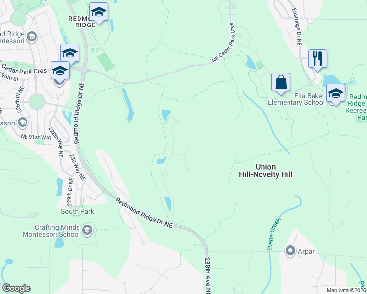 map of restaurants, bars, coffee shops, grocery stores, and more near 8848 237th Place Northeast in Redmond