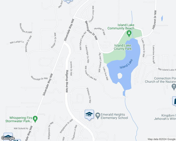 map of restaurants, bars, coffee shops, grocery stores, and more near 1319 Northwest Slate Lane in Silverdale