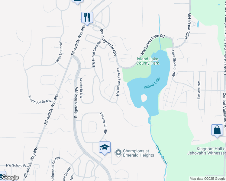 map of restaurants, bars, coffee shops, grocery stores, and more near 1330 Northwest Slate Lane in Silverdale