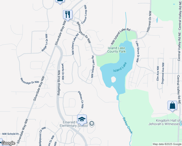 map of restaurants, bars, coffee shops, grocery stores, and more near 12956 Granite Lane Northwest in Silverdale