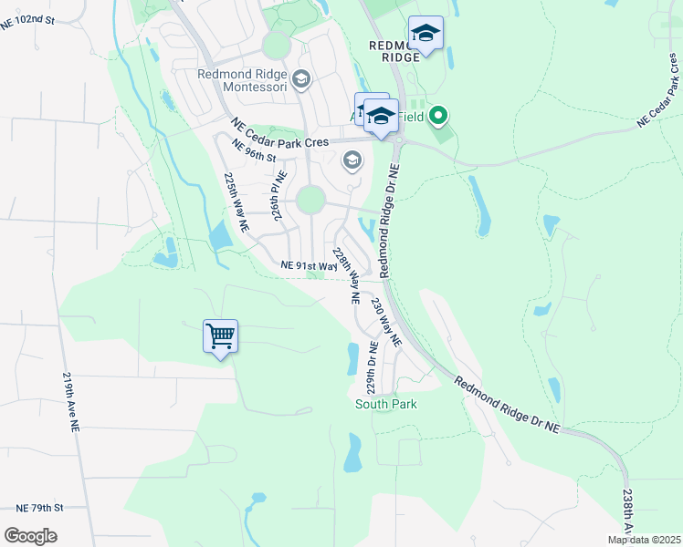 map of restaurants, bars, coffee shops, grocery stores, and more near 9100 228th Way Northeast in Redmond