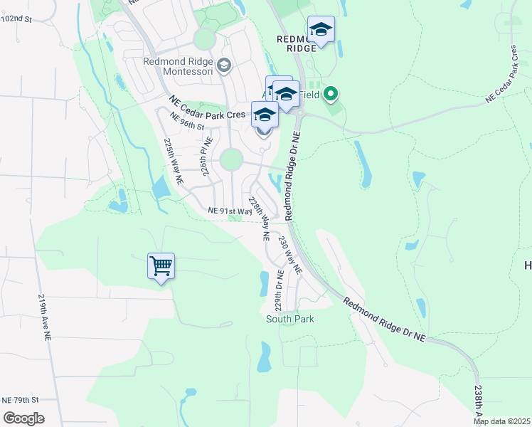 map of restaurants, bars, coffee shops, grocery stores, and more near 9024 228th Way Northeast in Redmond