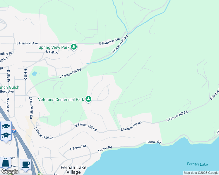 map of restaurants, bars, coffee shops, grocery stores, and more near 972 North Balcony Drive in Coeur d'Alene