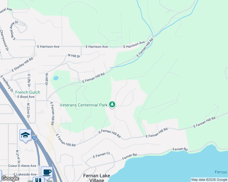 map of restaurants, bars, coffee shops, grocery stores, and more near 965 North Victorian Drive in Coeur d'Alene