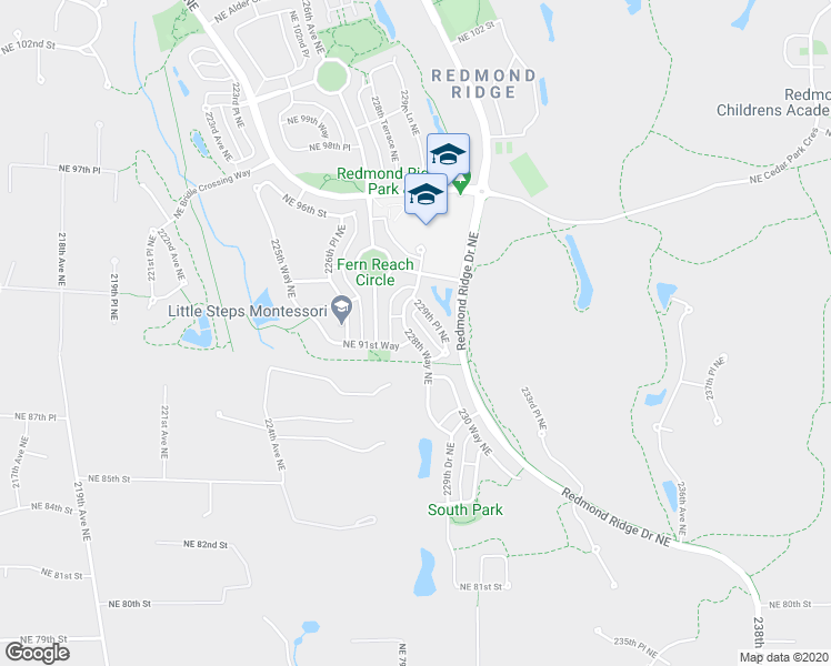 map of restaurants, bars, coffee shops, grocery stores, and more near 9100 228th Way Northeast in Redmond