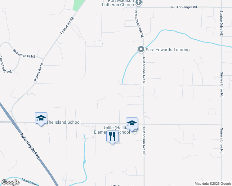 map of restaurants, bars, coffee shops, grocery stores, and more near 9568 Northeast Mary Sam Lane in Bainbridge Island