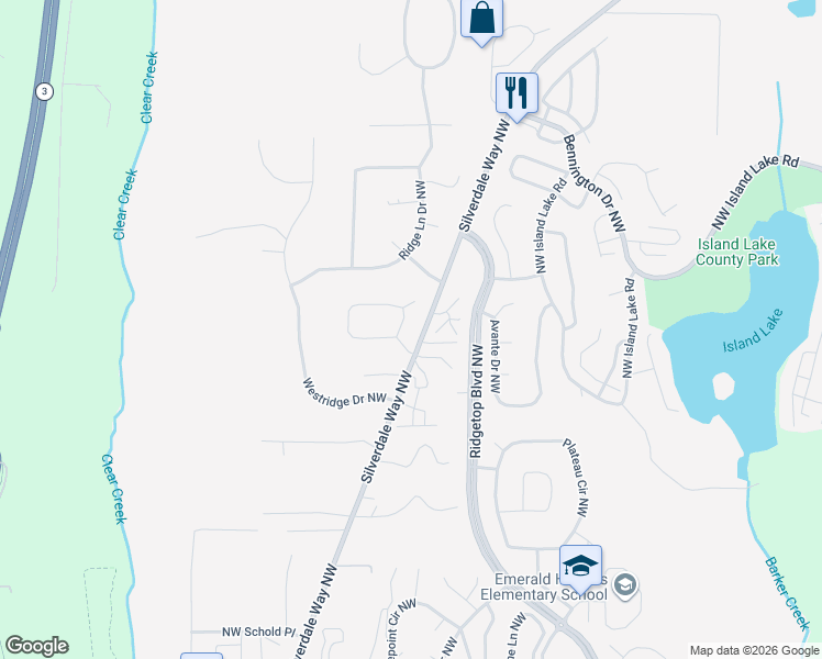 map of restaurants, bars, coffee shops, grocery stores, and more near 13114-13126 Silverdale Way Northwest in Silverdale