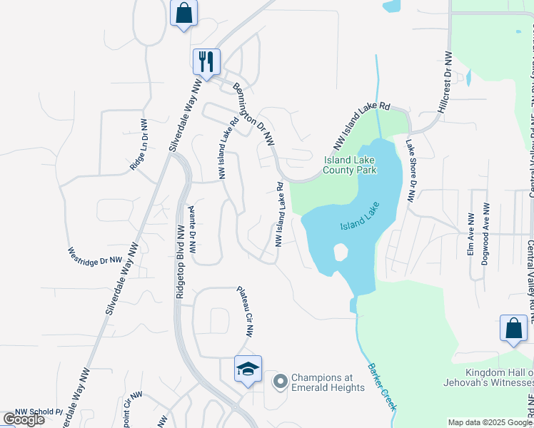 map of restaurants, bars, coffee shops, grocery stores, and more near 1330 Northwest Slate Lane in Silverdale