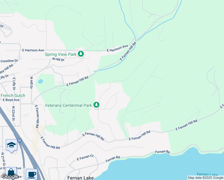 map of restaurants, bars, coffee shops, grocery stores, and more near 972 North Balcony Drive in Coeur d'Alene