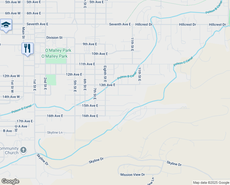 map of restaurants, bars, coffee shops, grocery stores, and more near 902 13th Avenue East in Polson