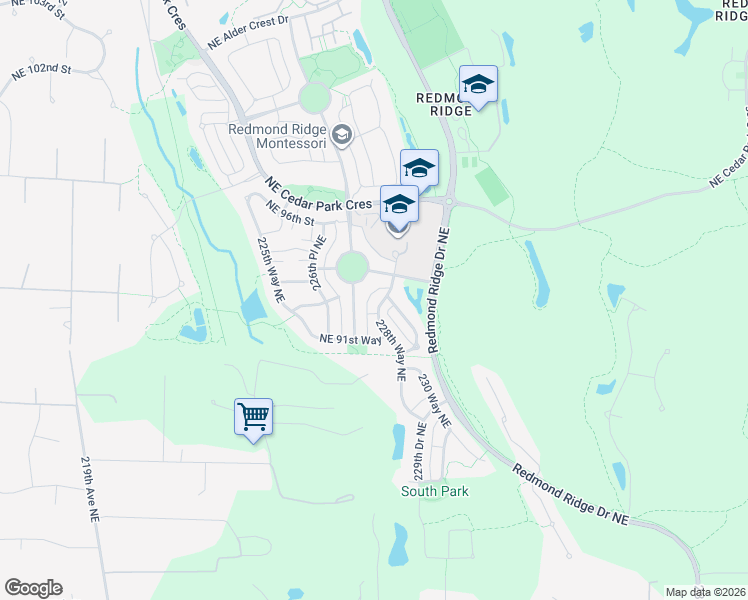 map of restaurants, bars, coffee shops, grocery stores, and more near 22759 Northeast 94th Way in Redmond