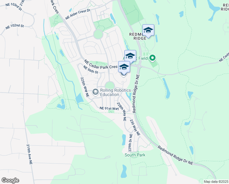 map of restaurants, bars, coffee shops, grocery stores, and more near 22675 Northeast Fern Reach Circle in Redmond