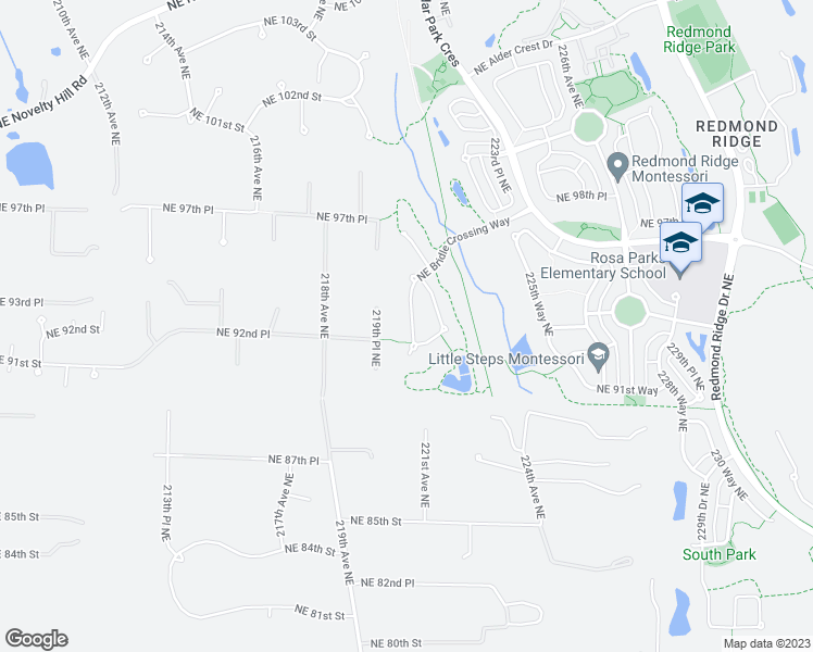 map of restaurants, bars, coffee shops, grocery stores, and more near 9341 221st Place Northeast in Redmond