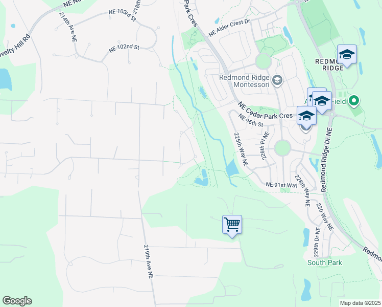 map of restaurants, bars, coffee shops, grocery stores, and more near 9335 222nd Avenue Northeast in Redmond