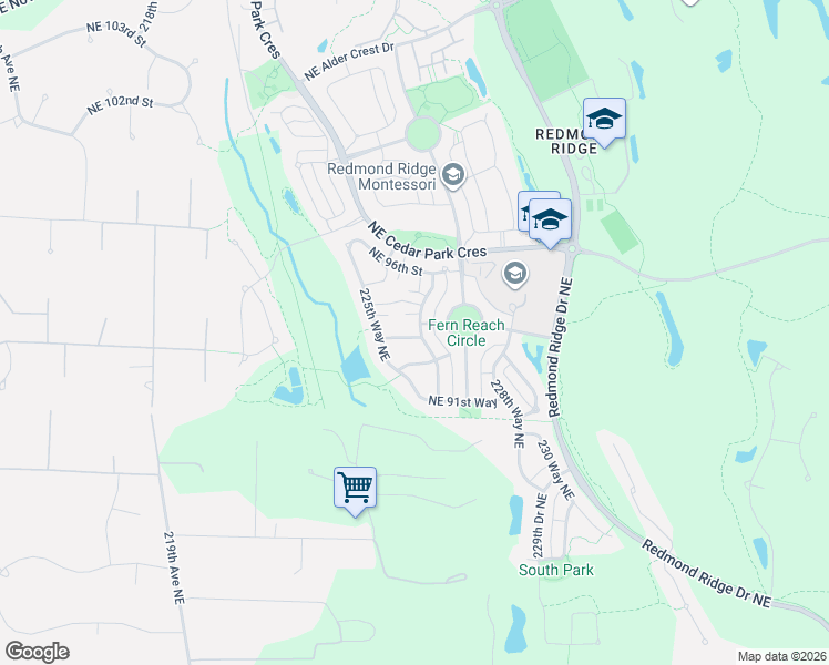 map of restaurants, bars, coffee shops, grocery stores, and more near 9304 226th Place Northeast in Redmond