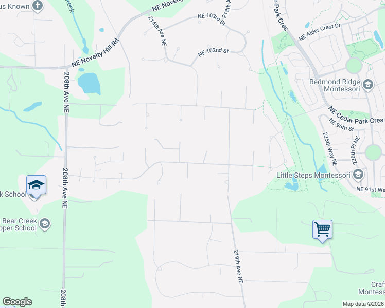 map of restaurants, bars, coffee shops, grocery stores, and more near 21524 Northeast 92nd Place in Redmond