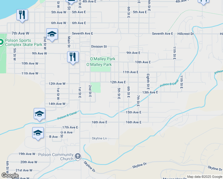 map of restaurants, bars, coffee shops, grocery stores, and more near 1212 5th St E in Polson