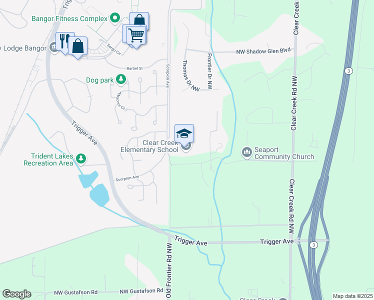 map of restaurants, bars, coffee shops, grocery stores, and more near in Silverdale