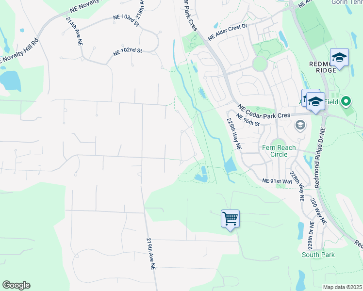 map of restaurants, bars, coffee shops, grocery stores, and more near 9341 221st Place Northeast in Redmond
