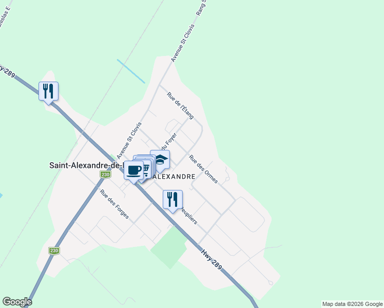 map of restaurants, bars, coffee shops, grocery stores, and more near 509 Avenue du Plateau in Saint-Alexandre-de-Kamouraska