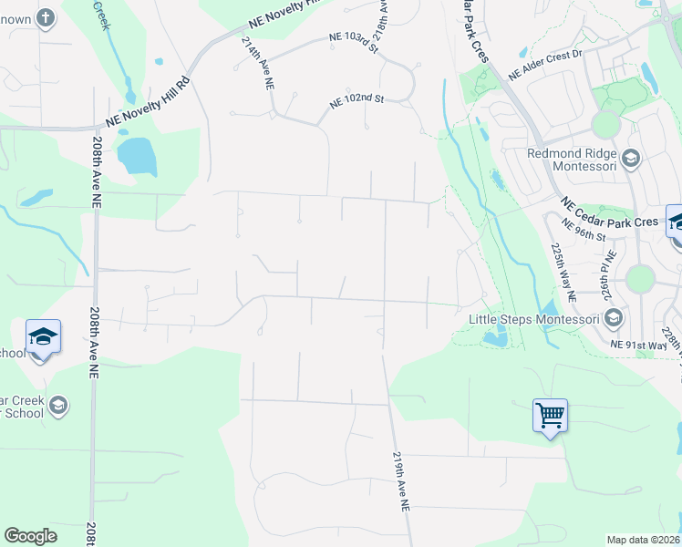 map of restaurants, bars, coffee shops, grocery stores, and more near 21620 Northeast 92nd Place in Redmond