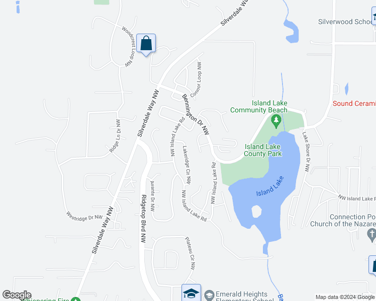 map of restaurants, bars, coffee shops, grocery stores, and more near 13172 Lakeridge Circle Northwest in Silverdale