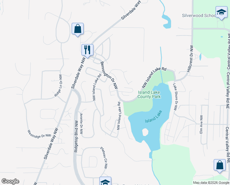 map of restaurants, bars, coffee shops, grocery stores, and more near 13501 Eldridge Place Northwest in Silverdale