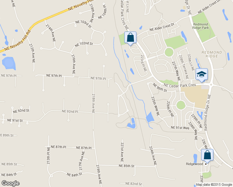 map of restaurants, bars, coffee shops, grocery stores, and more near 9455 221st Place Northeast in Redmond